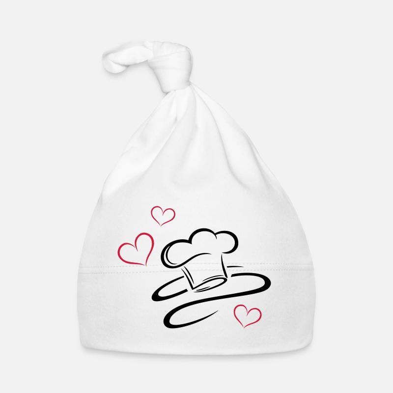 Cuisinier, logo, chapeau de chef avec trois coeurs Bonnet bio Bébé