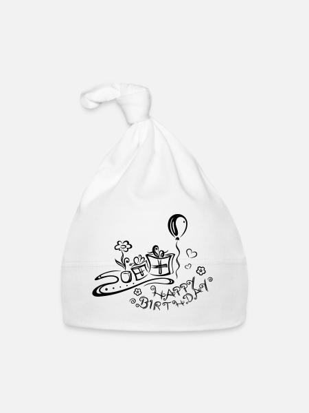 Joyeux anniversaire, félicitations - Bonnet bio Bébé - blanc - Devant