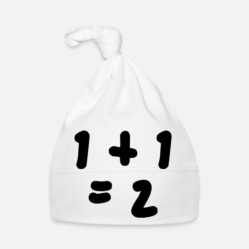 1 + 1 = 2 (One plus One Equals Two) Organic Baby Cap