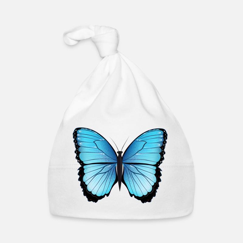 papillon bleu dessiné à la main et coloré Bonnet bio Bébé