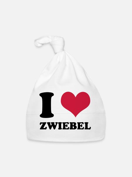 I Love Zwiebel - Baby Bio-Mütze - Weiß - Vorne