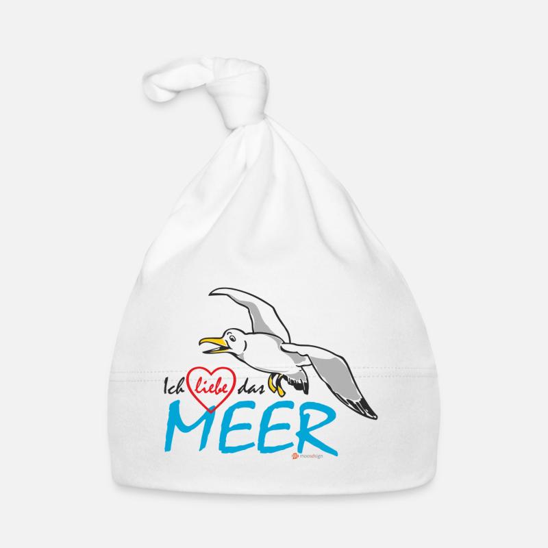 Möwe, Ich liebe das Meer Baby Bio-Mütze