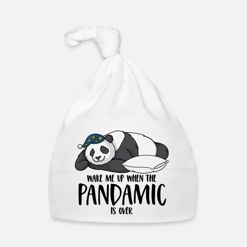 Panda saying Wake me up when the pandamic is over Organic Baby Cap
