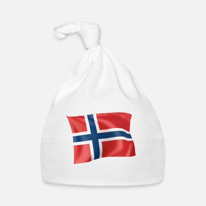 drapeau de la Norvège - Bonnet bio Bébé - blanc