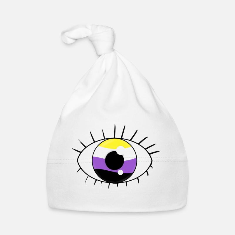 Eye non binary - Organic Baby Cap - white
