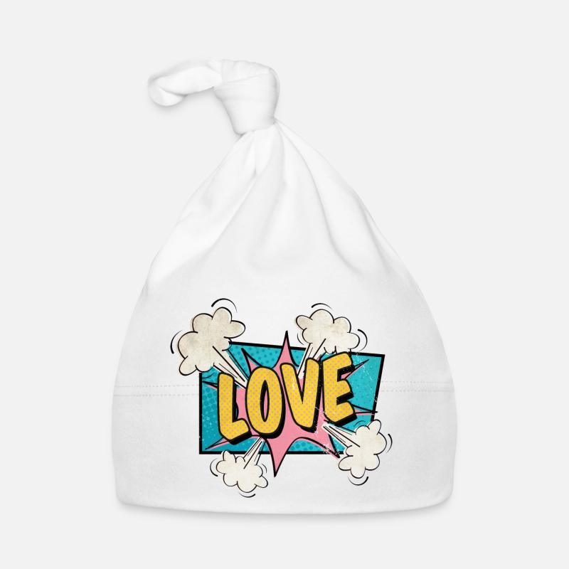 Love exploding comic style in love gift Organic Baby Cap