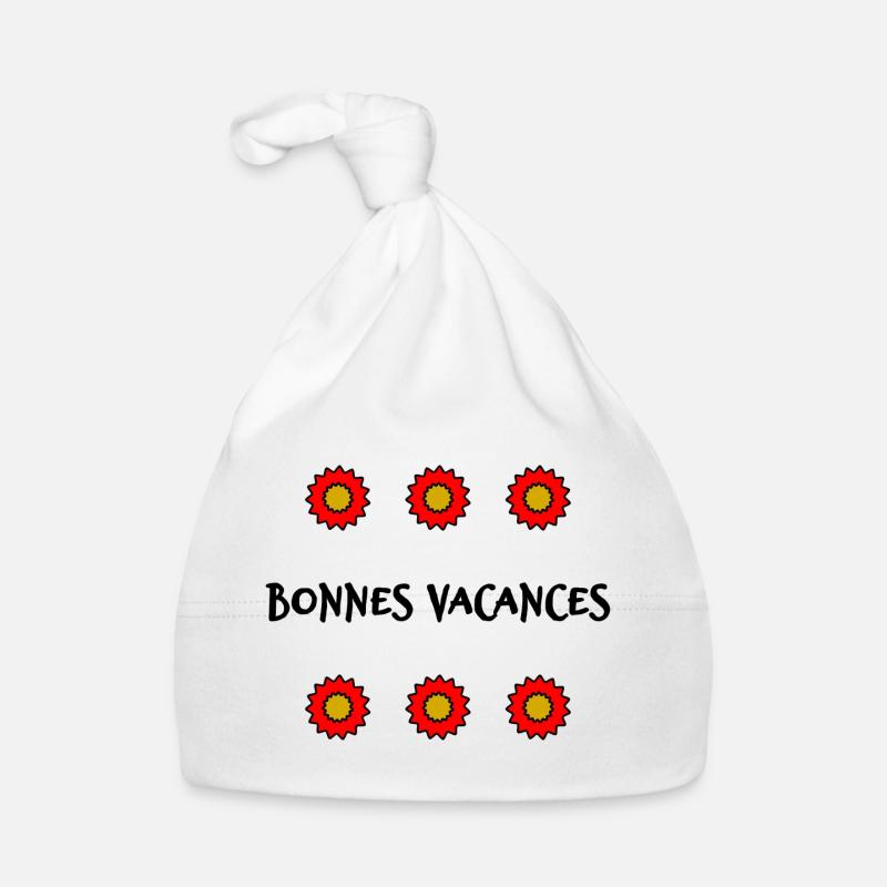 VACANCES. VIVE LES VACANCES. VACANCES. - Bonnet bio Bébé - blanc