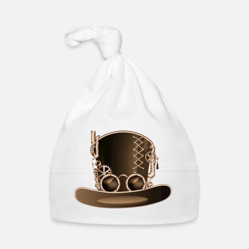 Steampunk cylinder in antique look with gears Organic Baby Cap