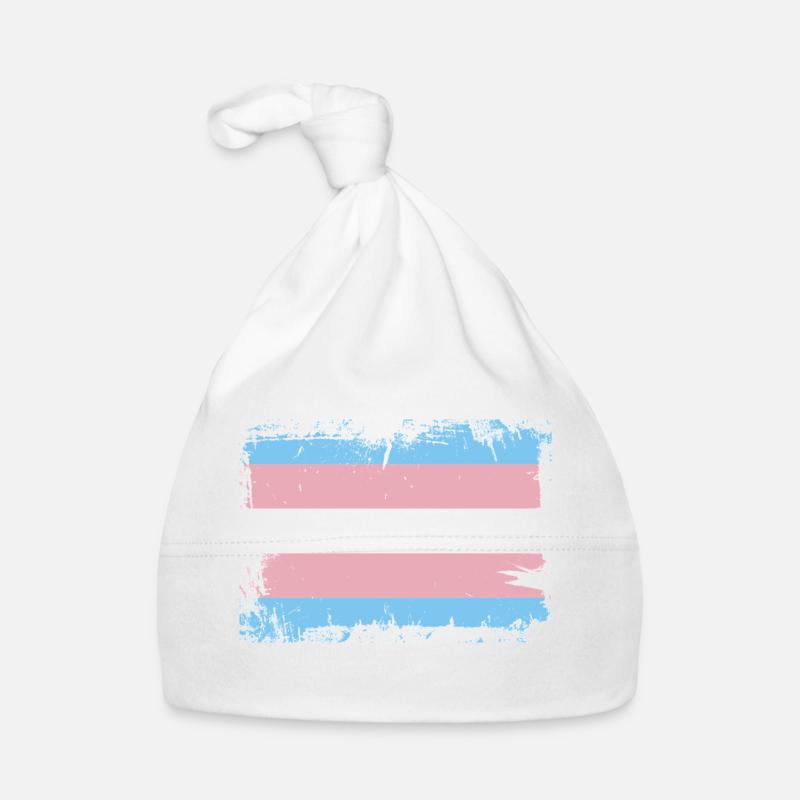 Drapeau de la fierté trans - Bonnet bio Bébé - blanc