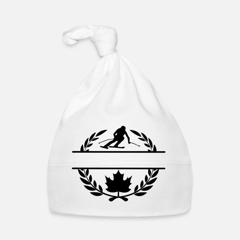 Canada maple leaf descent skier in laurel wreath Organic Baby Cap