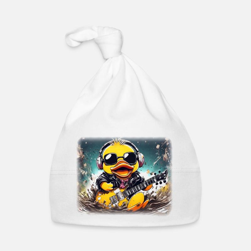 Bernd Rubber Duck Metal - Bonnet bio Bébé - blanc