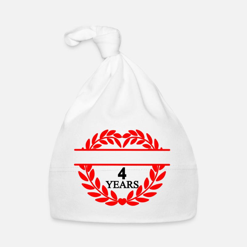 Nom de la bannière quatre ans, couronne de laurier en forme de coeur Bonnet bio Bébé