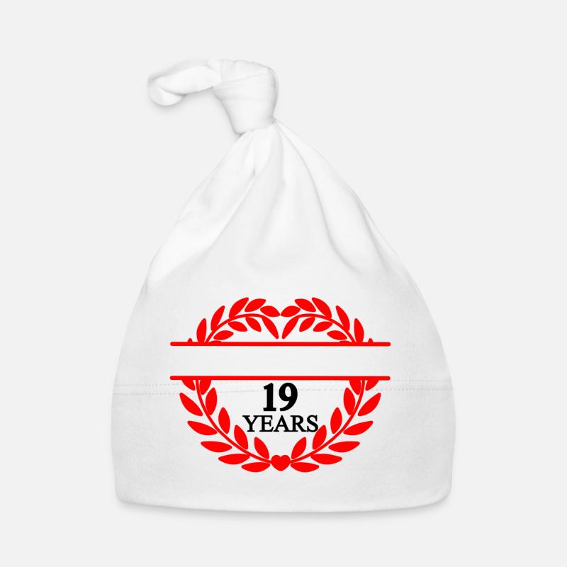 Bannière nominative dix-neuf ans, couronne de laurier en forme de cœur Bonnet bio Bébé