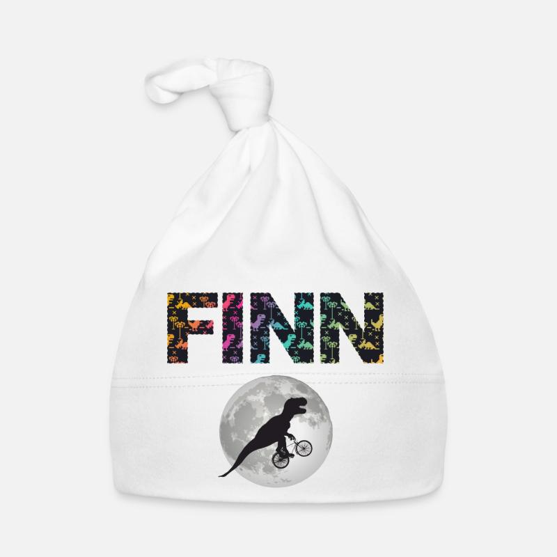 FINN - Beautiful boy name with dinosaur Organic Baby Cap