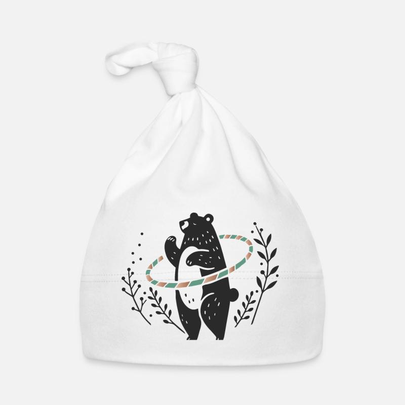 Ours brun dansant avec Bonnet bio Bébé
