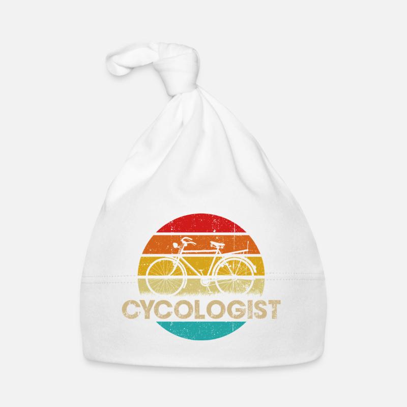 Logo vintage de vélo coucher de soleil - Bonnet bio Bébé - blanc