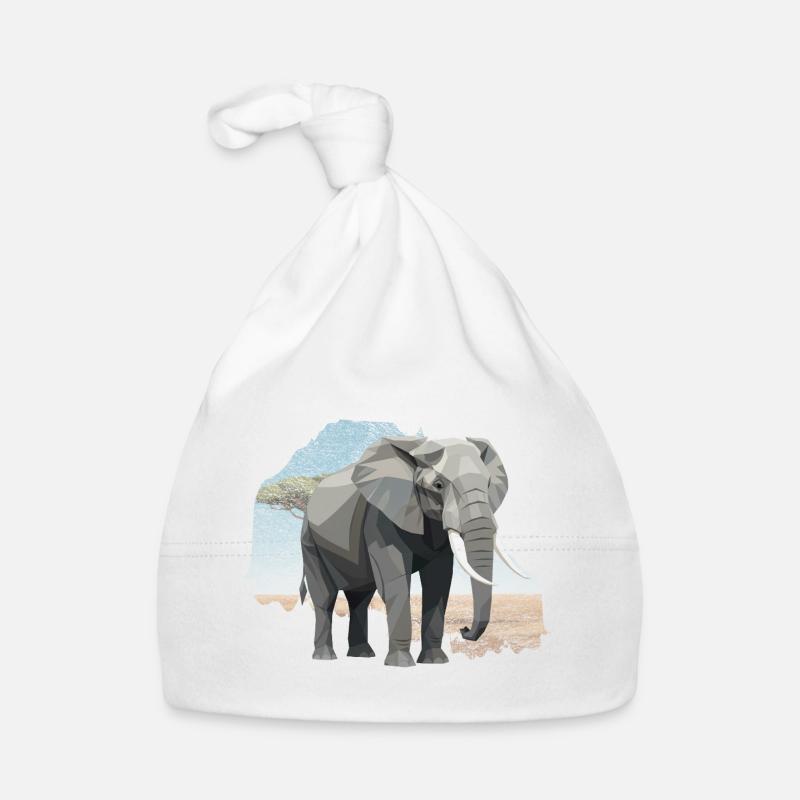Eléphant géométrique de style savane Bonnet bio Bébé