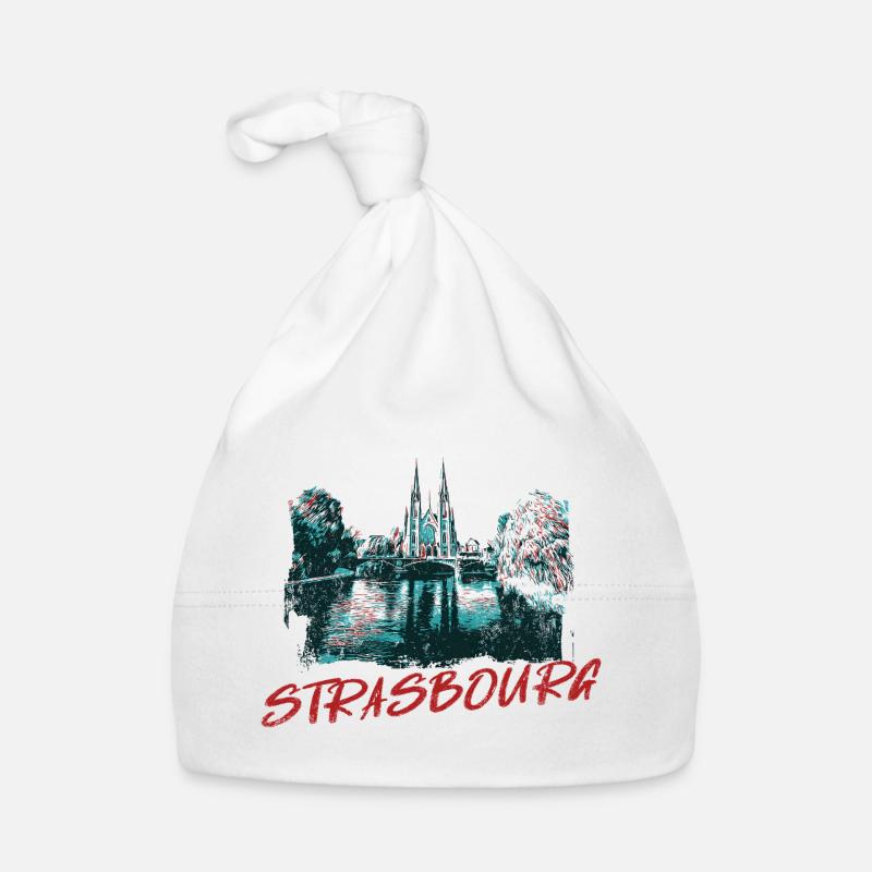Paysage avec la Cathédrale de Strasbourg  Bonnet bio Bébé
