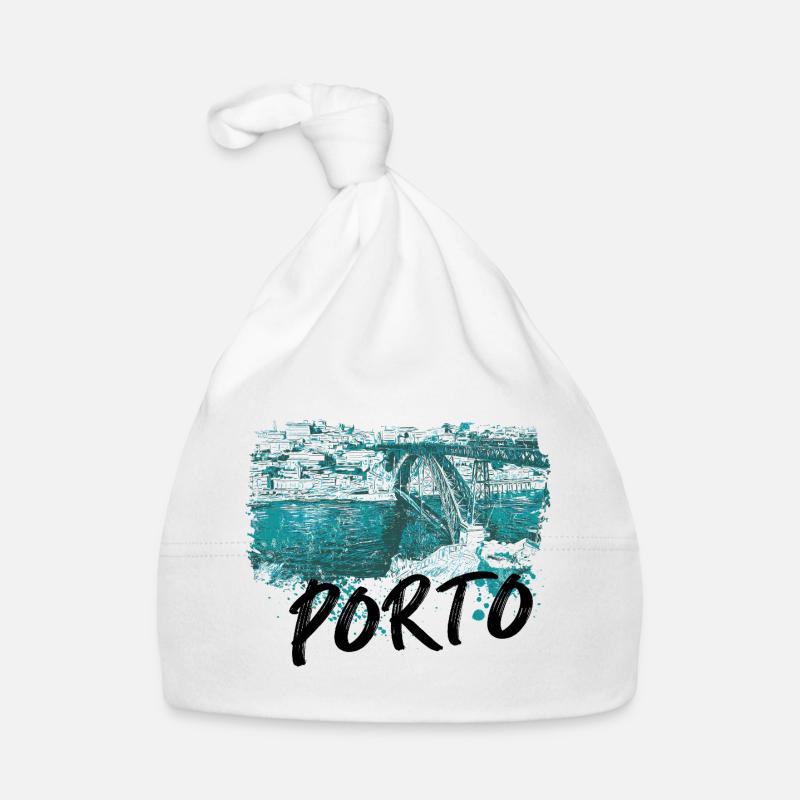 D. Luis Porto Bridge, illustration in blue, Douro Organic Baby Cap