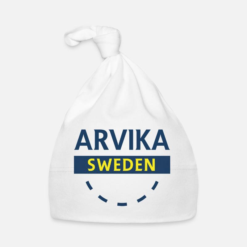 Logo Arvika Suède en bleu Bonnet bio Bébé
