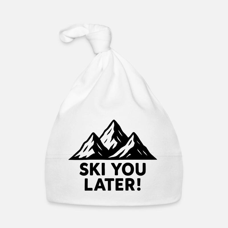 Montagnes enneigées – À bientôt pour skier ! Bonnet bio Bébé