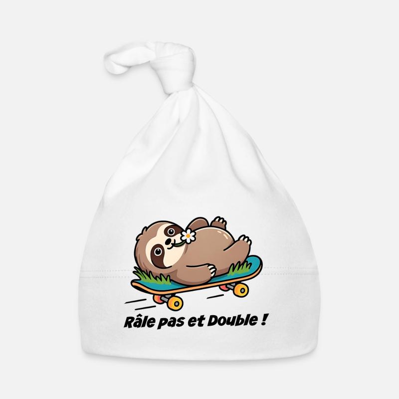 Autocollant caravane, van Râle pas et double ! - Bonnet bio Bébé - blanc
