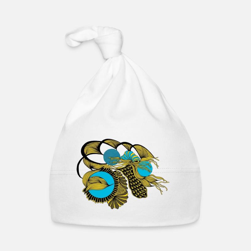 Golden Koi with Blue Circles Organic Baby Cap