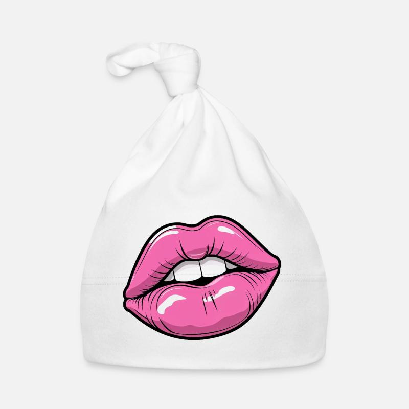 Pop Art Lips in Pink Glow Organic Baby Cap