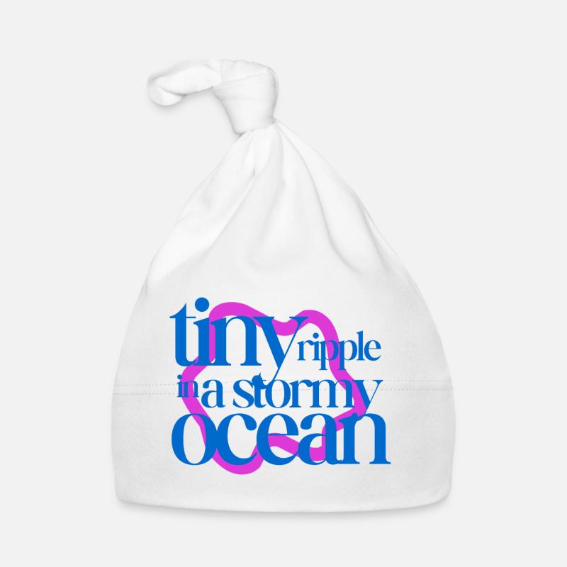 Tiny ripple in a stormy ocean (pink background) Organic Baby Cap