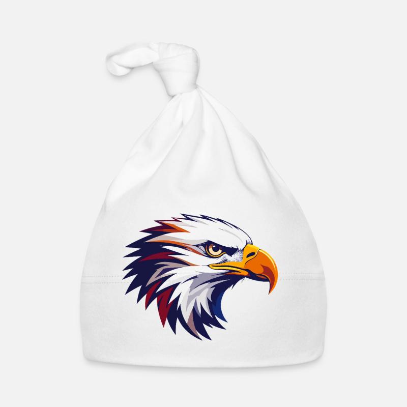 Style contrastant coloré à tête d’aigle - Bonnet bio Bébé - blanc
