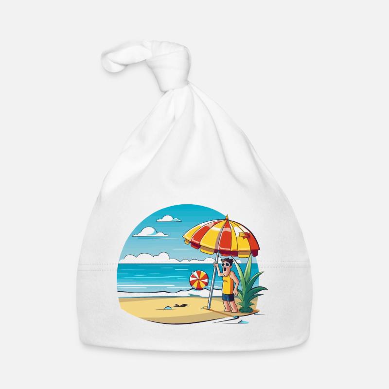 Dessin animé de vacances à la plage avec parapluie Bonnet bio Bébé