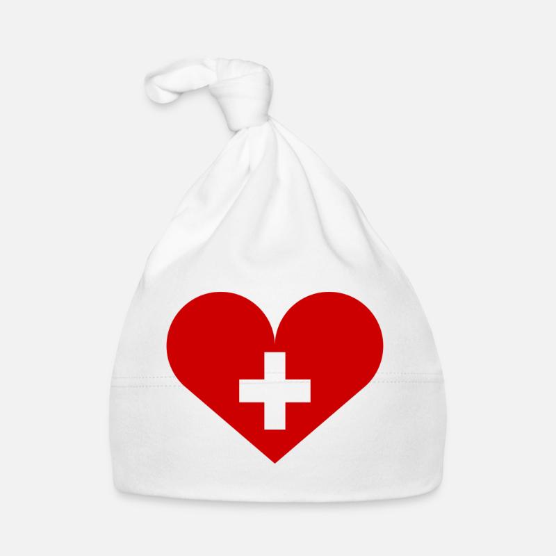Schweizer Flagge mit Herz Baby Bio-Mütze