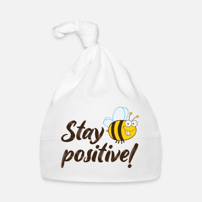 Restez positifs, Joyeuse abeille, bonne humeur. Bonnet bio Bébé