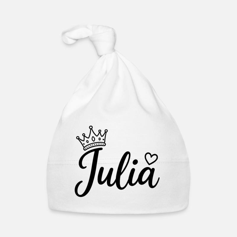 Juliet Name Crown Heart Calligraphy Personalized Organic Baby Cap