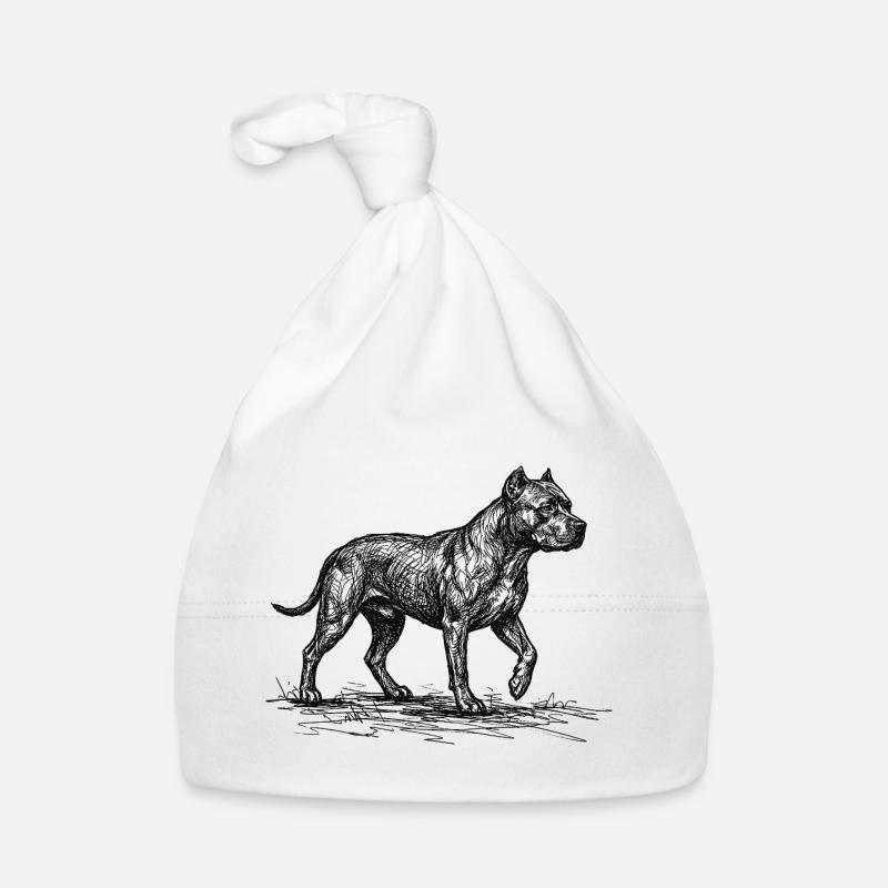 Pitbull Sketch – Minimalistisches Hund Design Baby Bio-Mütze