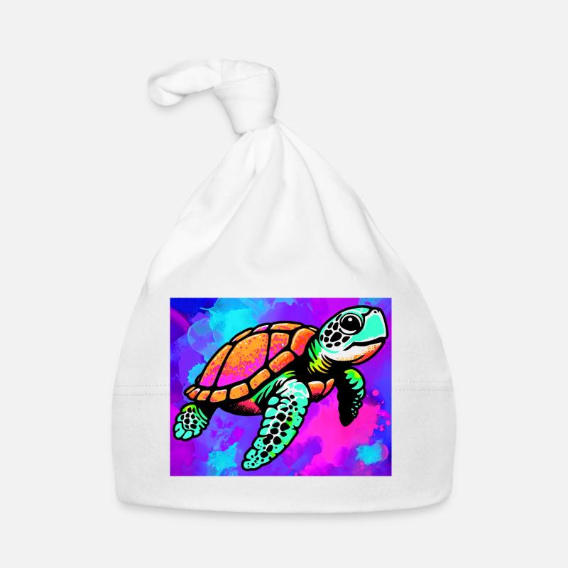 tortue - Bonnet bio Bébé - blanc