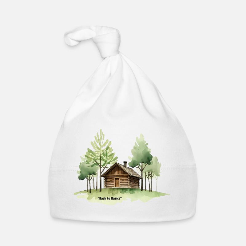 Zurück zu den Basics: Hütte im Wald Baby Bio-Mütze