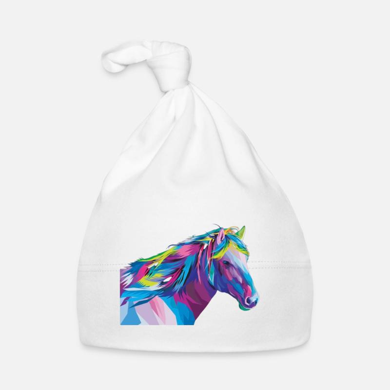 Geometric Rainbow Horse Organic Baby Cap