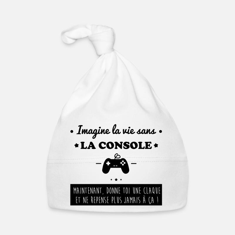 La console,geek,gamer,gaming - Bonnet bio Bébé - blanc