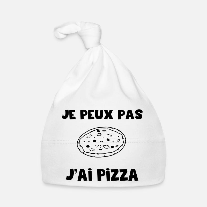je peux pas j'ai pizza sans couleur - Bonnet bio Bébé - blanc