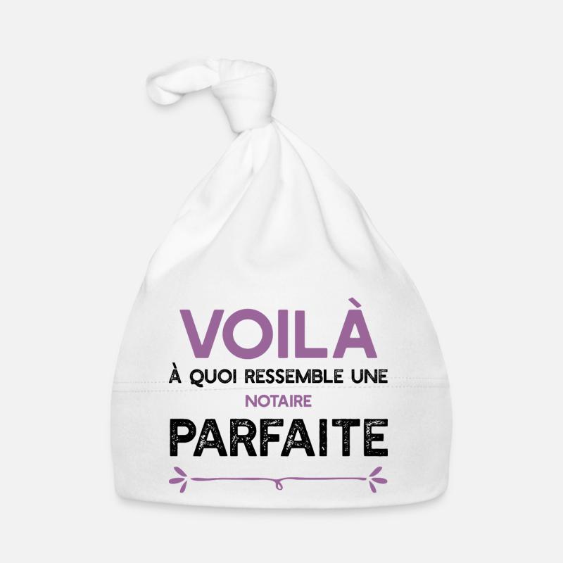 Une Notaire parfaite cadeau - Bonnet bio Bébé - blanc