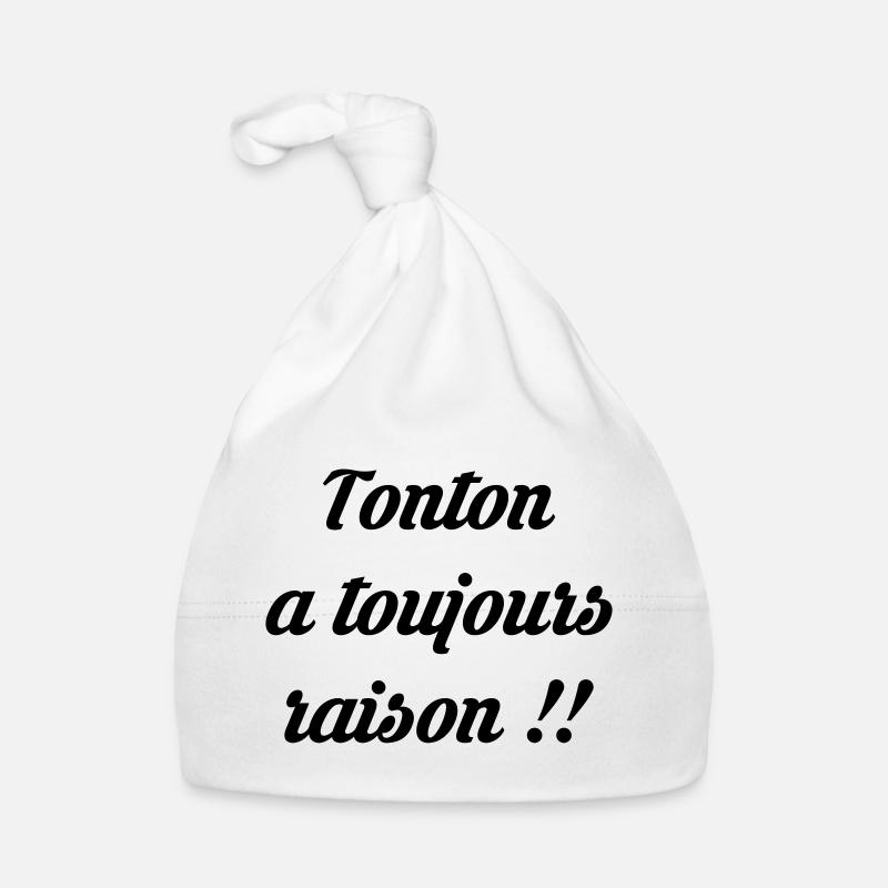 Tonton - Oncle - Neveu - Nièce - Bébé - Naissance Bonnet bio Bébé