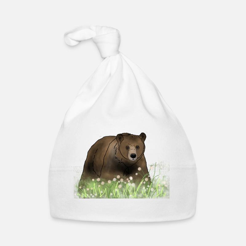 Ours dans la prairie de fleurs Bonnet bio Bébé