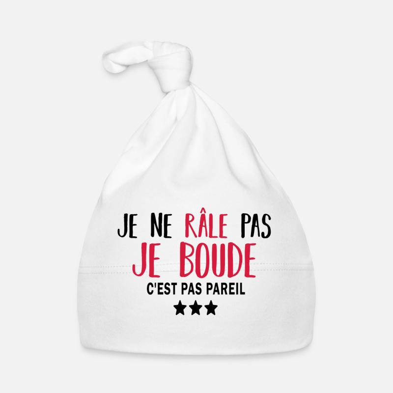 je ne râle pas je boude - Bonnet bio Bébé - blanc