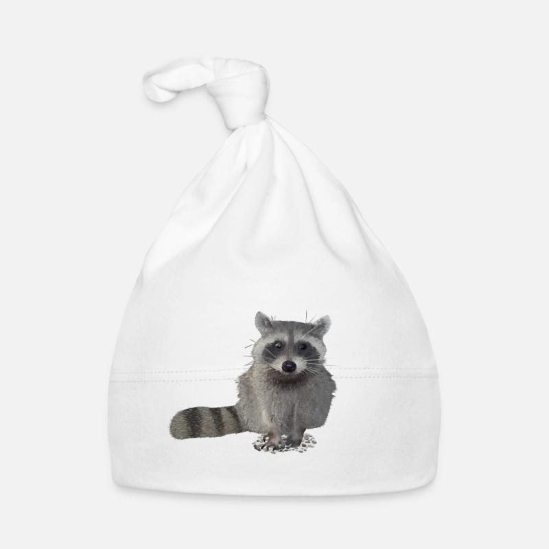 raton laveur - Bonnet bio Bébé - blanc