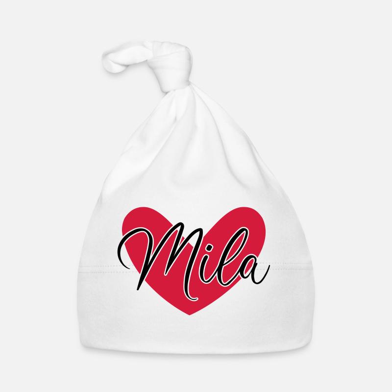 Mila nom prénom - Bonnet bio Bébé - blanc