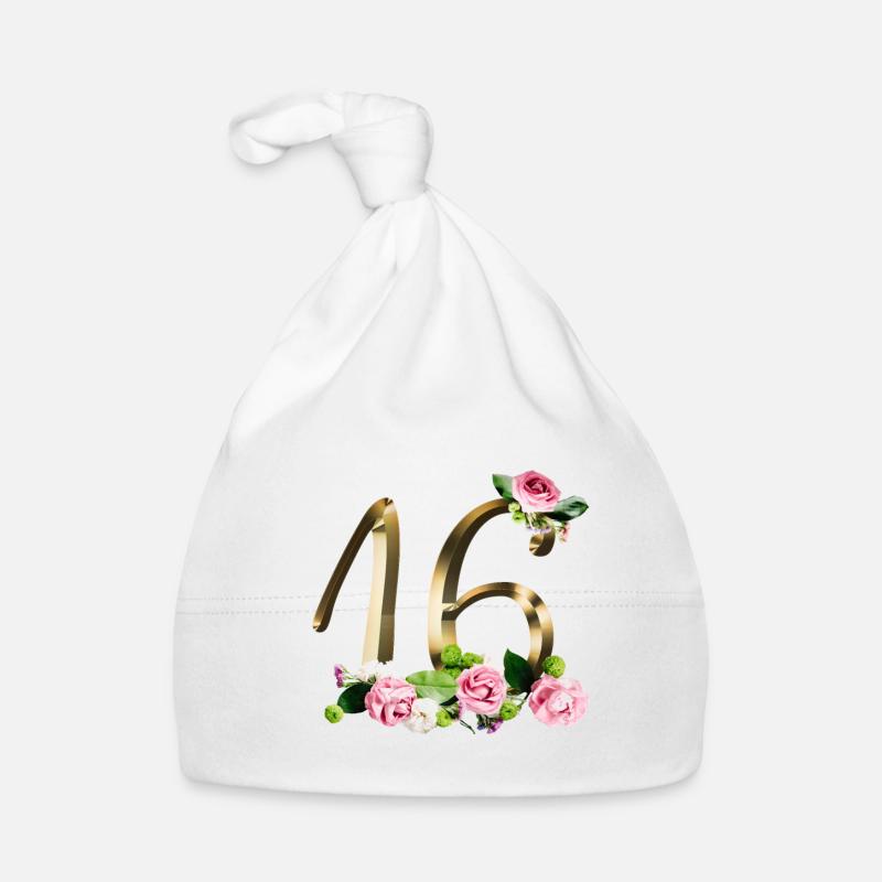 16 Jahre Gold Rosen 16. Geburtstag Geschenk Baby Bio-Mütze