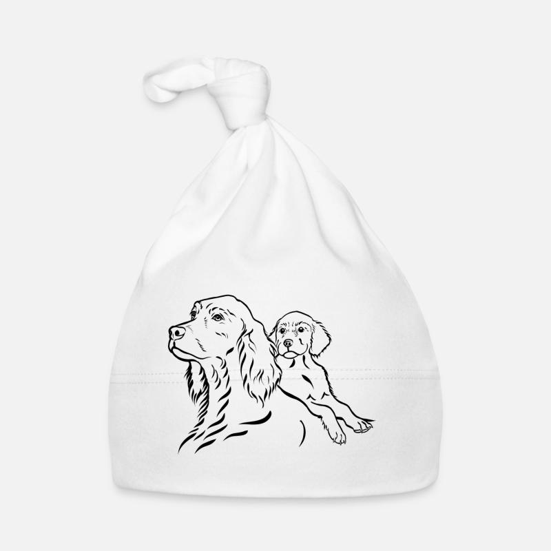 Setter chienne avec chiot Bonnet bio Bébé