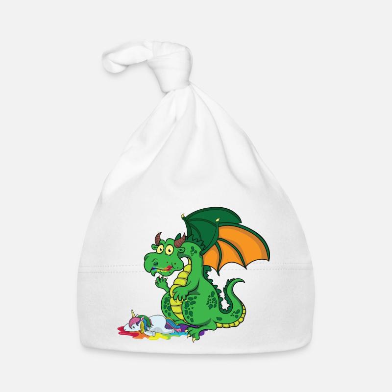 Drôle de dragon mange de la licorne - Bonnet bio Bébé - blanc