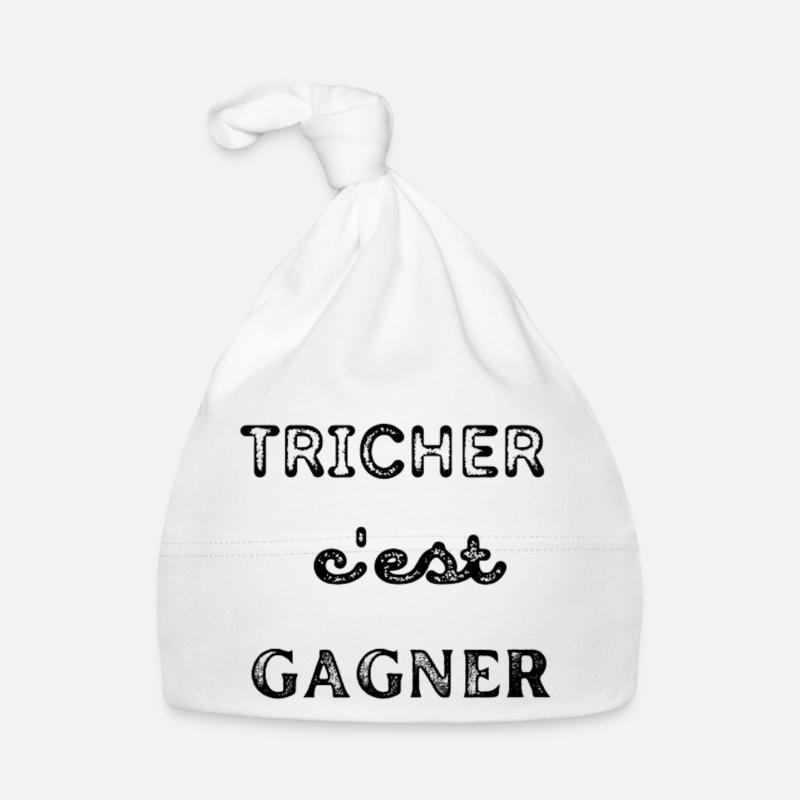 Tricher c'est gagner - Bonnet bio Bébé - blanc